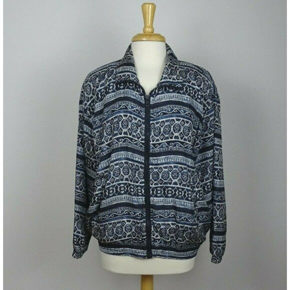 XPOSURE Vintage 100% Silk Track Jacket Outerwear Windbreaker Full-Zip 80s 90s M - Picture 4 of 12